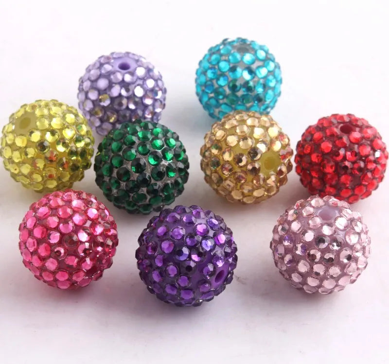 20mm 10pcs Colorful Resin Rhinestone Ball  Plating Beads For Pen Beadable