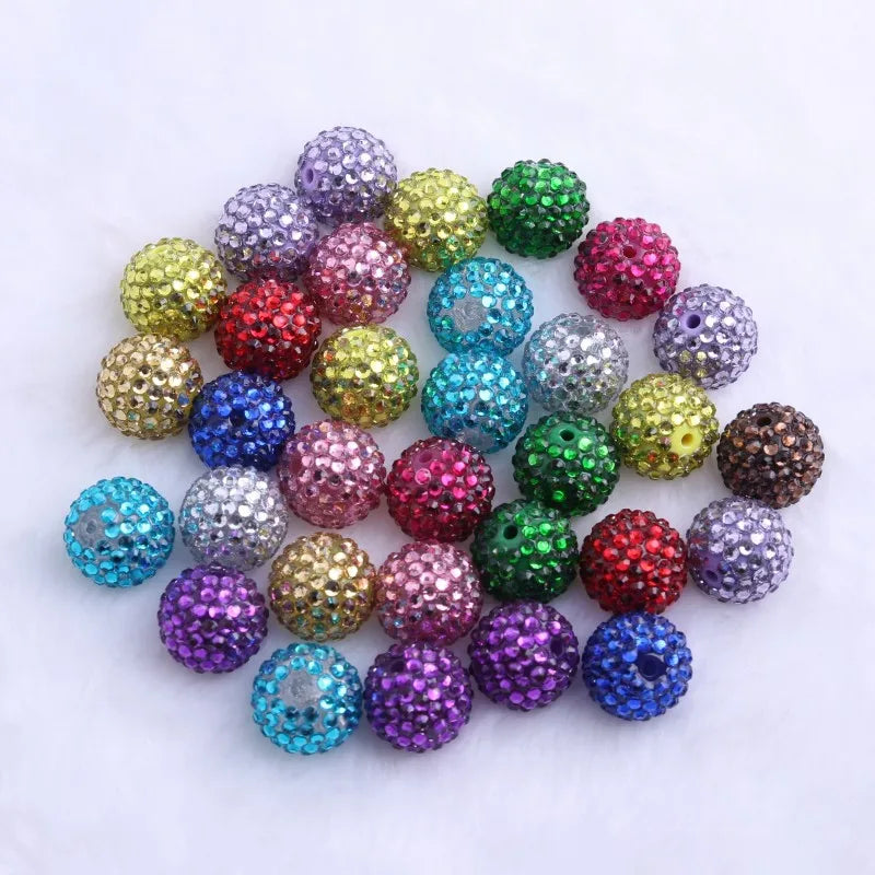 20mm 10pcs Colorful Resin Rhinestone Ball  Plating Beads For Pen Beadable