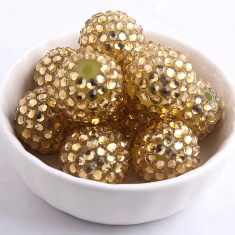 20mm 10pcs Colorful Resin Rhinestone Ball  Plating Beads For Pen Beadable