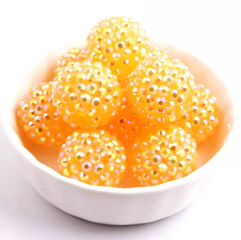 20mm 10pcs Colorful Resin Rhinestone Ball  Plating Beads For Pen Beadable