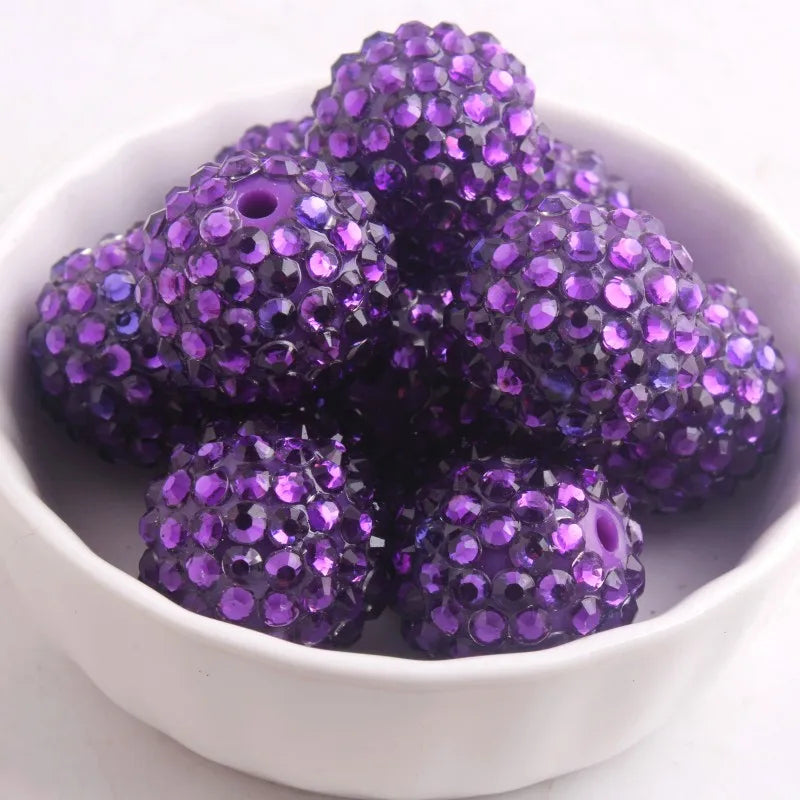 20mm 10pcs Colorful Resin Rhinestone Ball  Plating Beads For Pen Beadable