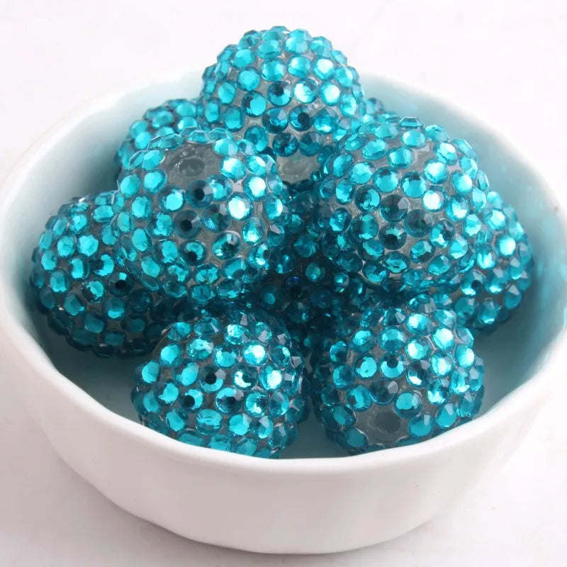 20mm 10pcs Colorful Resin Rhinestone Ball  Plating Beads For Pen Beadable