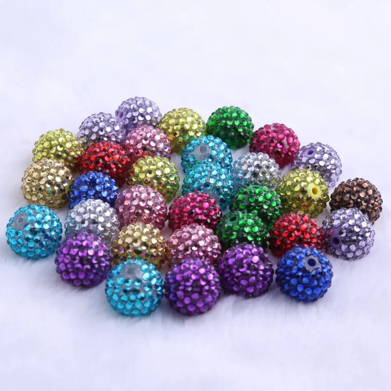 20mm 10pcs Colorful Resin Rhinestone Ball  Plating Beads For Pen Beadable