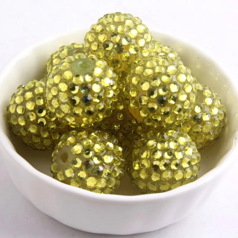 20mm 10pcs Colorful Resin Rhinestone Ball  Plating Beads For Pen Beadable