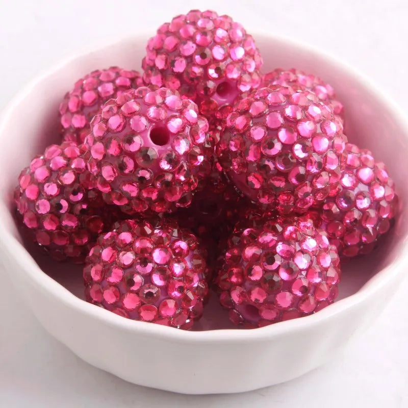 20mm 10pcs Colorful Resin Rhinestone Ball  Plating Beads For Pen Beadable