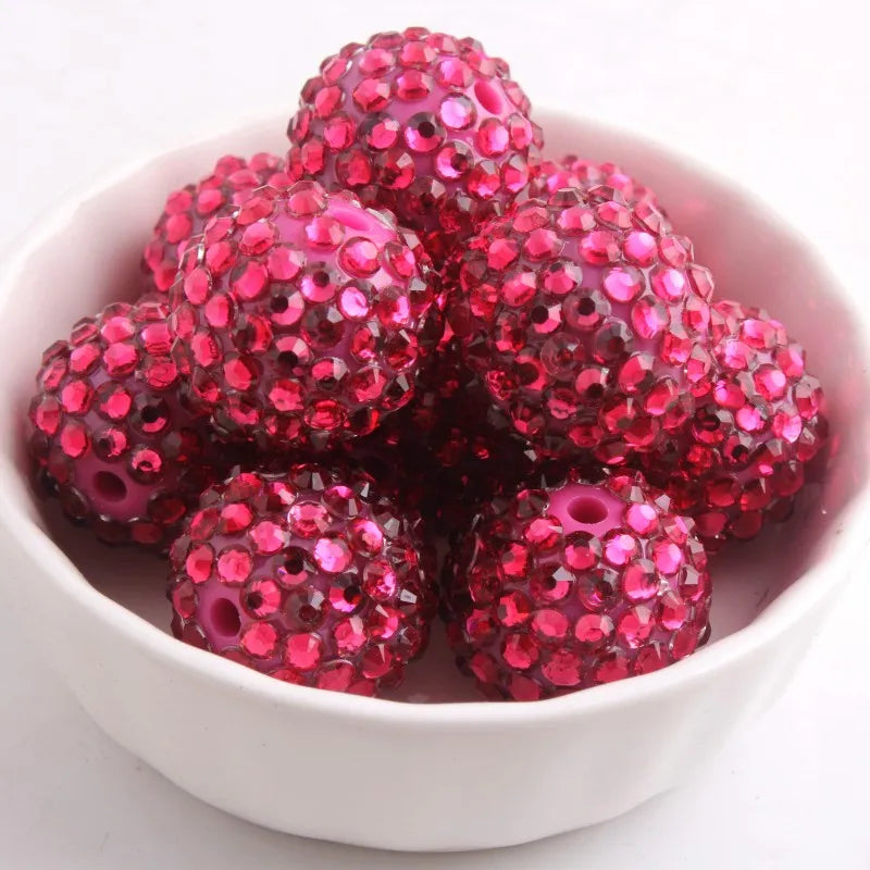 20mm 10pcs Colorful Resin Rhinestone Ball  Plating Beads For Pen Beadable