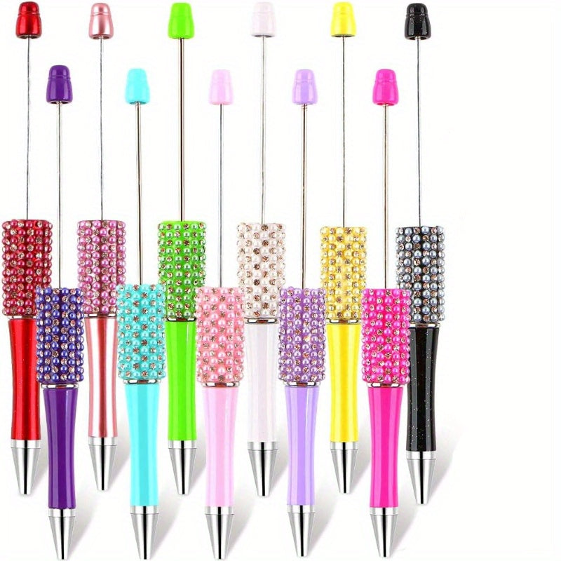 11pcs Handmade Resin Ballpoint Pens with Colorful & Bead Designs - Black Ink Writing Pens, Decorative Office Supplies for School, Art, Gift Ideas
