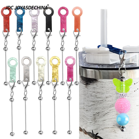 11pcs Beaded Straw Set Accessories Cross border Cup Water ripple Acrylic Straw Pendant Pendant DIY Ice King Cup