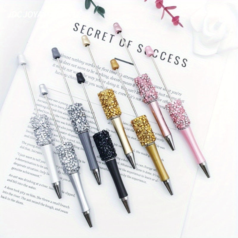 8pcs Multi-Color Random Diamond Bead Pens, Bead Ballpoint Pens, High-Value and Dazzling Rhinestone Writing Pens