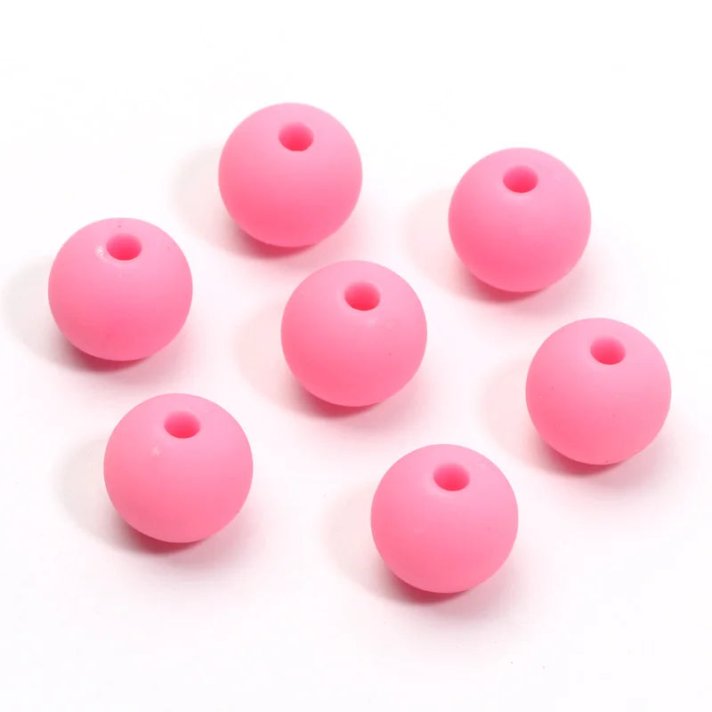 30pcs 10mm Round Candy Color Matte Acrylic Beads Spacer Beads For Jewelry Making Handcraft Phone Chain Bracelet Accessories