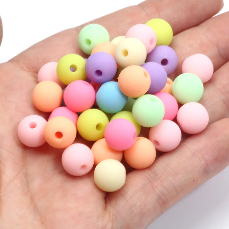 30pcs 10mm Round Candy Color Matte Acrylic Beads Spacer Beads For Jewelry Making Handcraft Phone Chain Bracelet Accessories