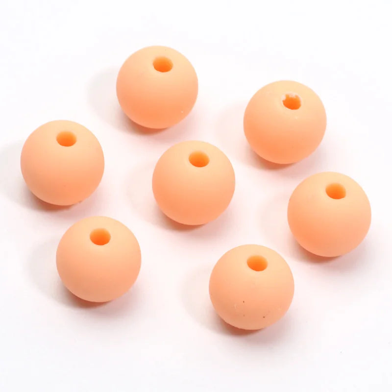 30pcs 10mm Round Candy Color Matte Acrylic Beads Spacer Beads For Jewelry Making Handcraft Phone Chain Bracelet Accessories