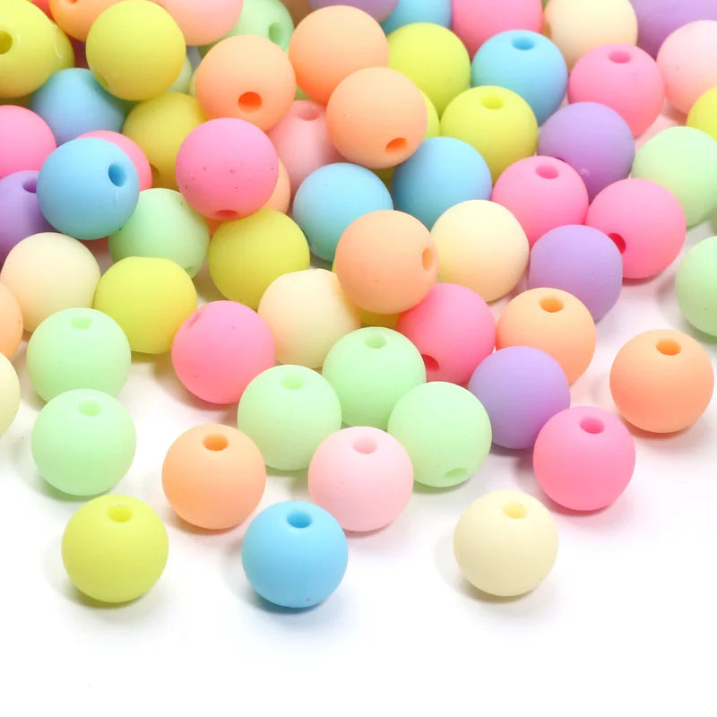 30pcs 10mm Round Candy Color Matte Acrylic Beads Spacer Beads For Jewelry Making Handcraft Phone Chain Bracelet Accessories