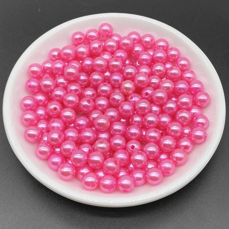 4 6 8 10mm Imitation Pearl Acrylic Beads Loose Spacer Round Bead Necklace bracelet pendant earrings Jewelry Making DIY Accessory