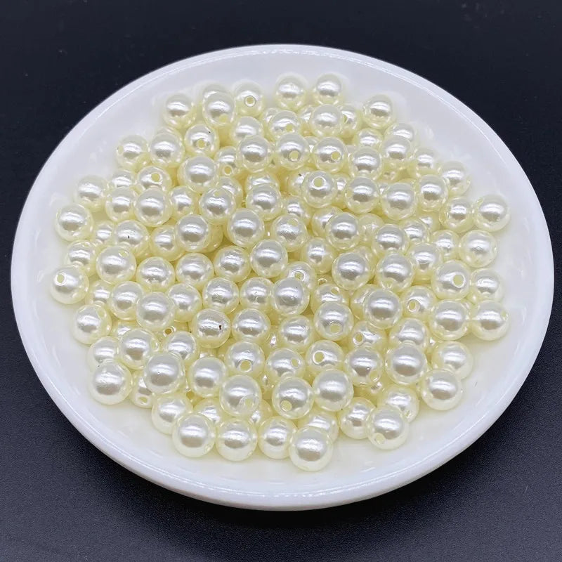 4 6 8 10mm Imitation Pearl Acrylic Beads Loose Spacer Round Bead Necklace bracelet pendant earrings Jewelry Making DIY Accessory
