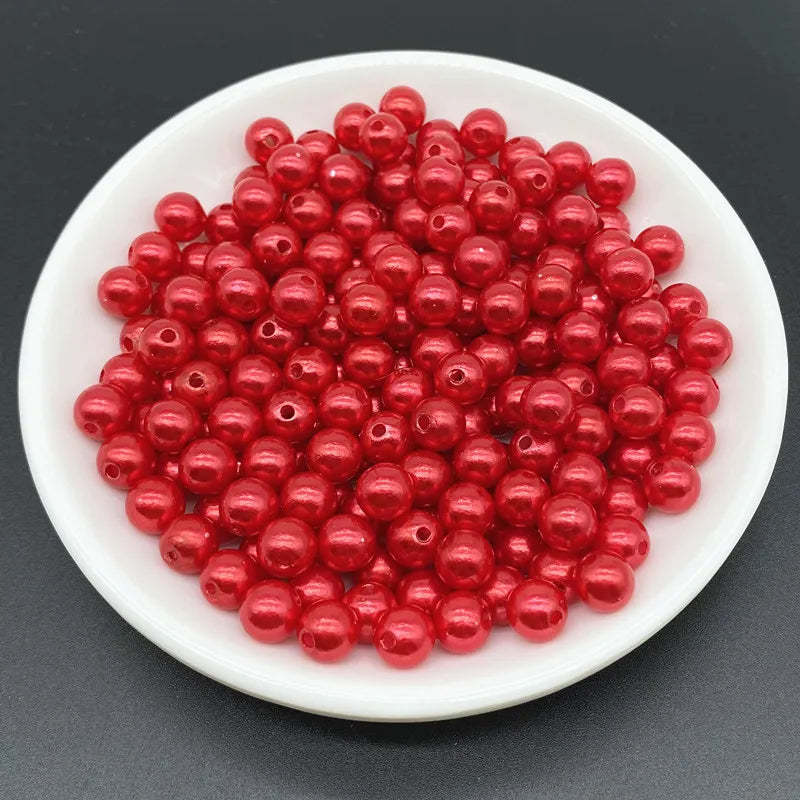 4 6 8 10mm Imitation Pearl Acrylic Beads Loose Spacer Round Bead Necklace bracelet pendant earrings Jewelry Making DIY Accessory