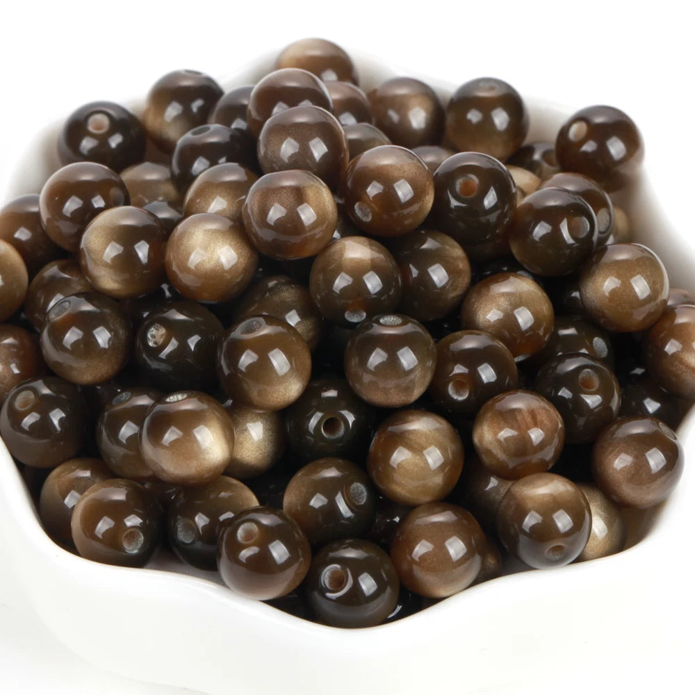 5-100PCS 8-20mm Colorful Resin Beads Cat Eyes Round Loose Spacer Beads For Jewelry Making DIY Bracelet Handmade Accessories