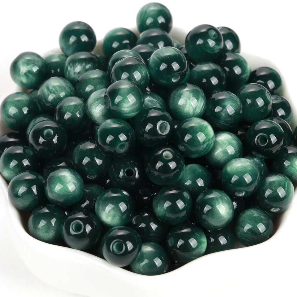 5-100PCS 8-20mm Colorful Resin Beads Cat Eyes Round Loose Spacer Beads For Jewelry Making DIY Bracelet Handmade Accessories