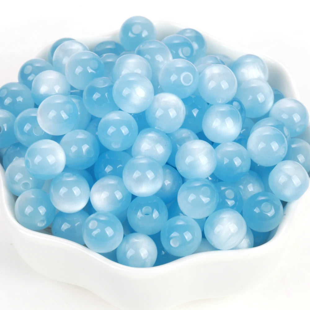 5-100PCS 8-20mm Colorful Resin Beads Cat Eyes Round Loose Spacer Beads For Jewelry Making DIY Bracelet Handmade Accessories