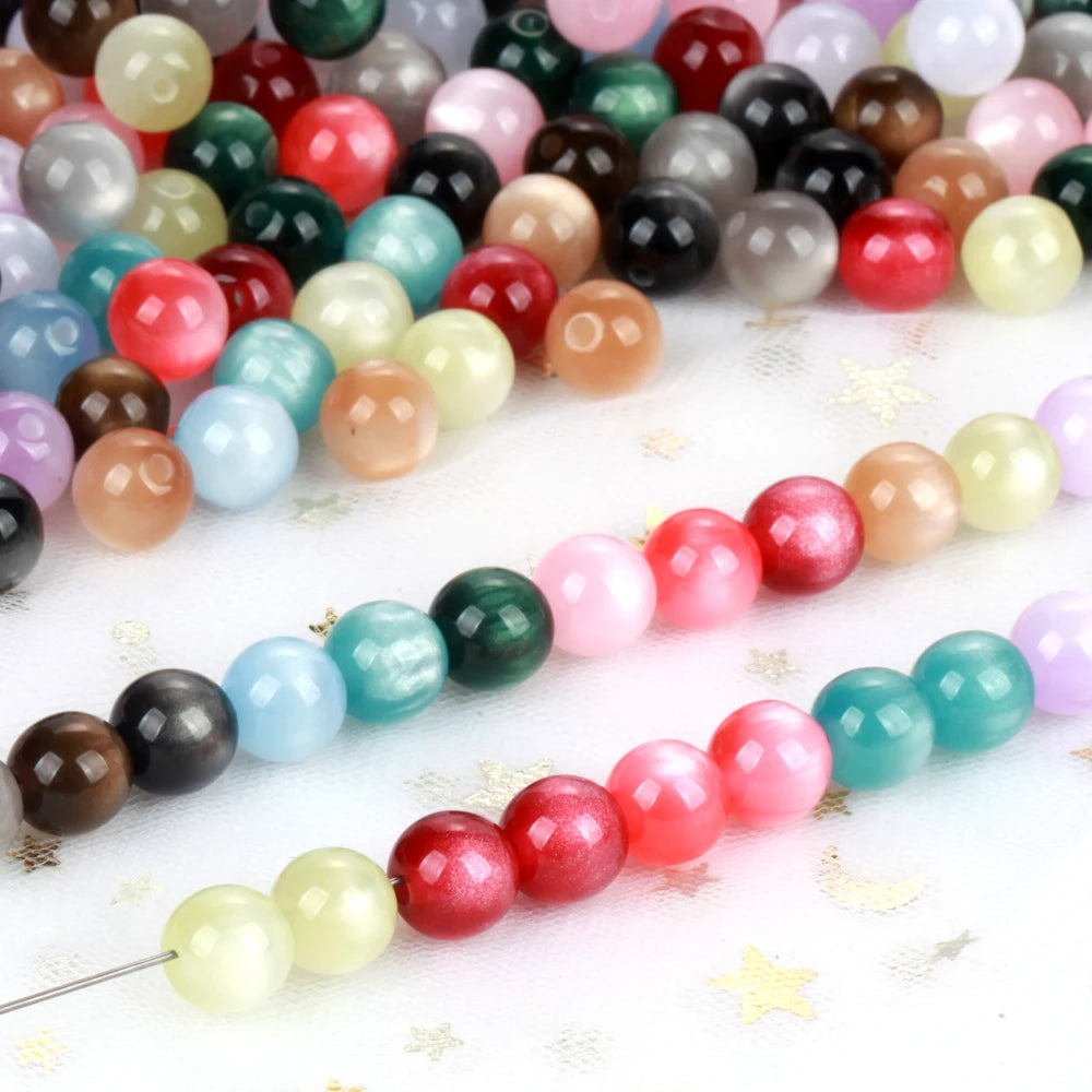 5-100PCS 8-20mm Colorful Resin Beads Cat Eyes Round Loose Spacer Beads For Jewelry Making DIY Bracelet Handmade Accessories