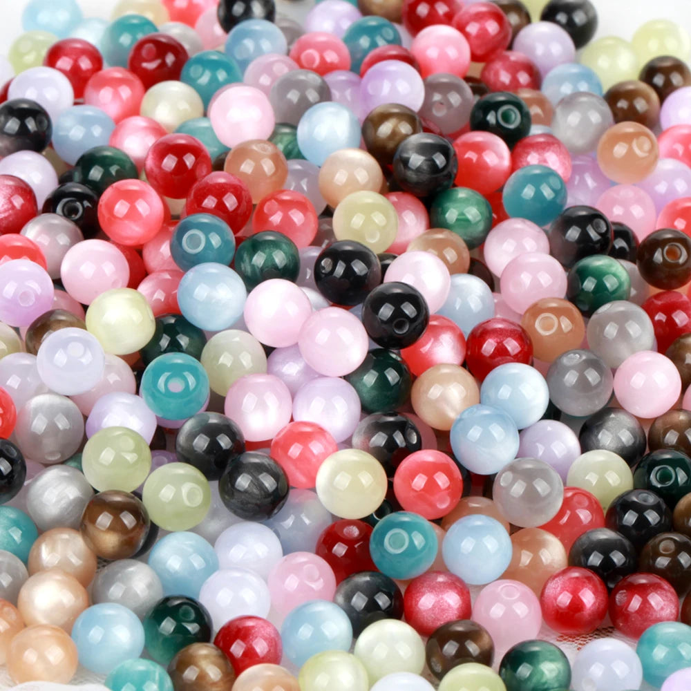 5-100PCS 8-20mm Colorful Resin Beads Cat Eyes Round Loose Spacer Beads For Jewelry Making DIY Bracelet Handmade Accessories