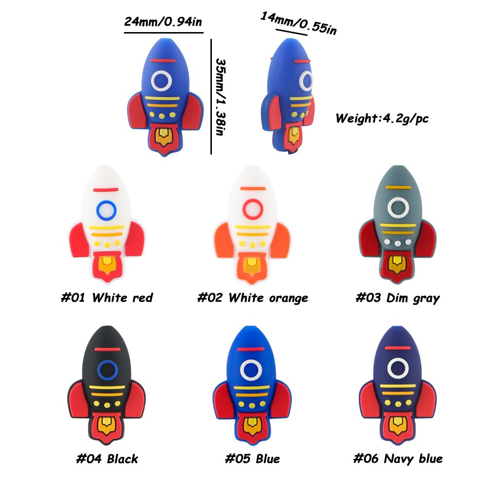 20Pcs New  Astronaut Rocket  Cartoon Stereoscopic Silicone Beads For Jewelry Making DIY Necklace Jewelry Accessories