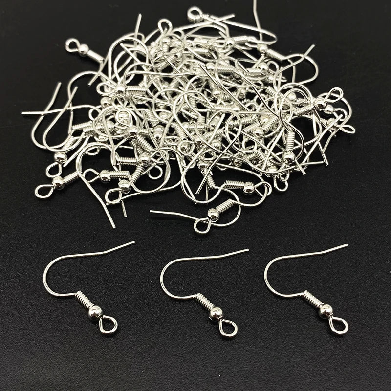 50pcs/lot 20x17mm Gold Color Silver  Ear Hooks Earrings Clasps Findings Jewelry Making Accessories Earring DIY