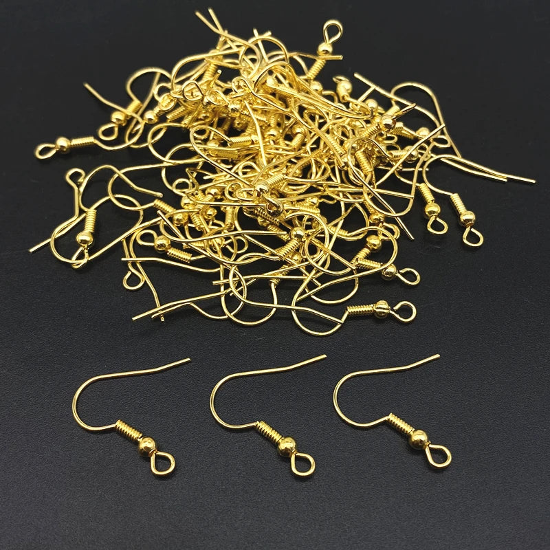 50pcs/lot 20x17mm Gold Color Silver  Ear Hooks Earrings Clasps Findings Jewelry Making Accessories Earring DIY