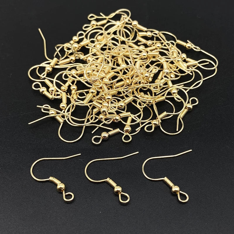 50pcs/lot 20x17mm Gold Color Silver  Ear Hooks Earrings Clasps Findings Jewelry Making Accessories Earring DIY