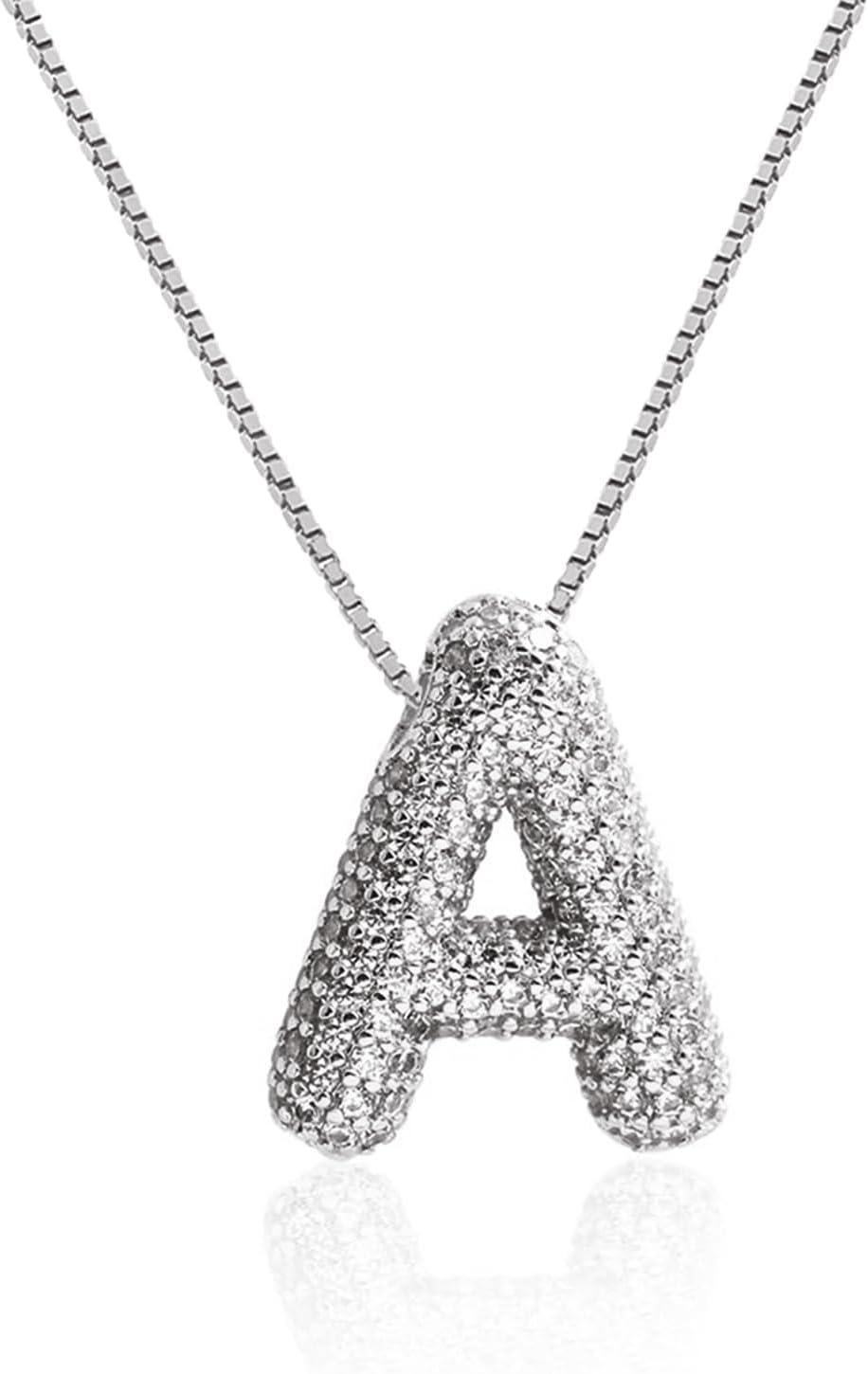Bubble Letter Necklace Balloon Initial Necklaces for Women Dainty Alphabet Pendant 14K Gold Plated Puffy Name Personalized Jewelry