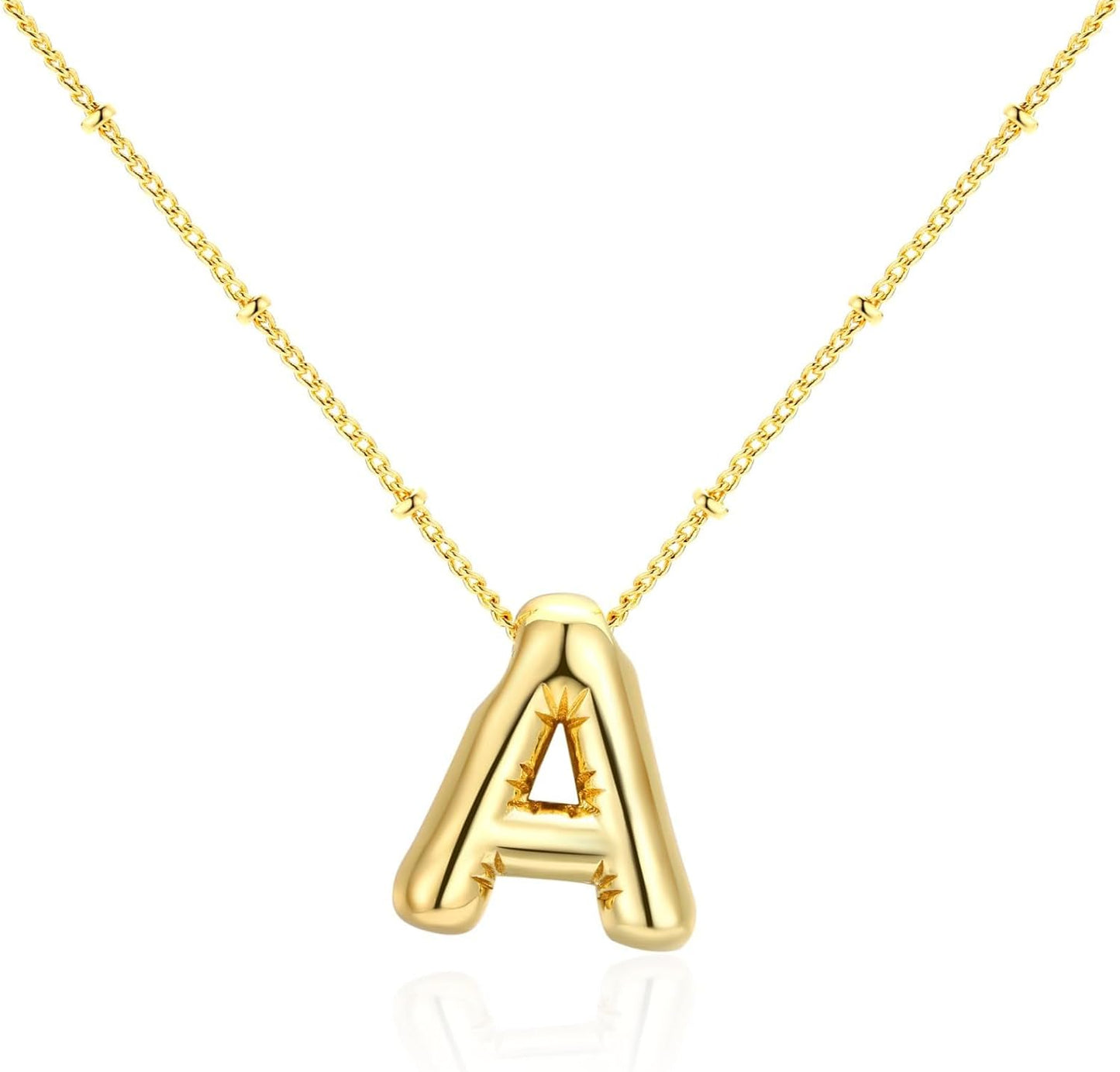 Bubble Letter Necklace Gold for Women,14K Gold Plated Bubble initial Necklace Layered Gold Initial Necklaces for Women Trendy Dainty Chunky Charm Name Necklace Gold Jewelry Set Gifts for her