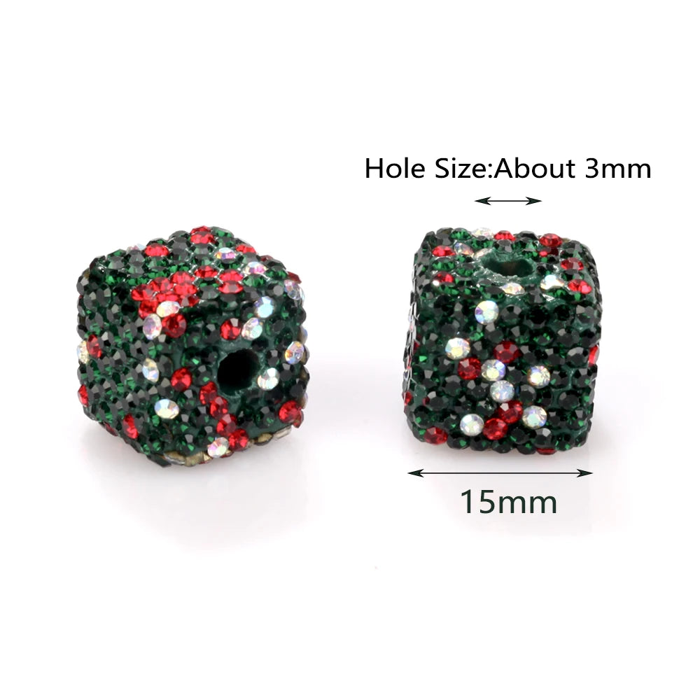 50Pcs/lot 16mm Colorful Disco Ball Christmas Cube Beads For Jewelry Making Findings DIY Bracelet Necklace Earring Accessories