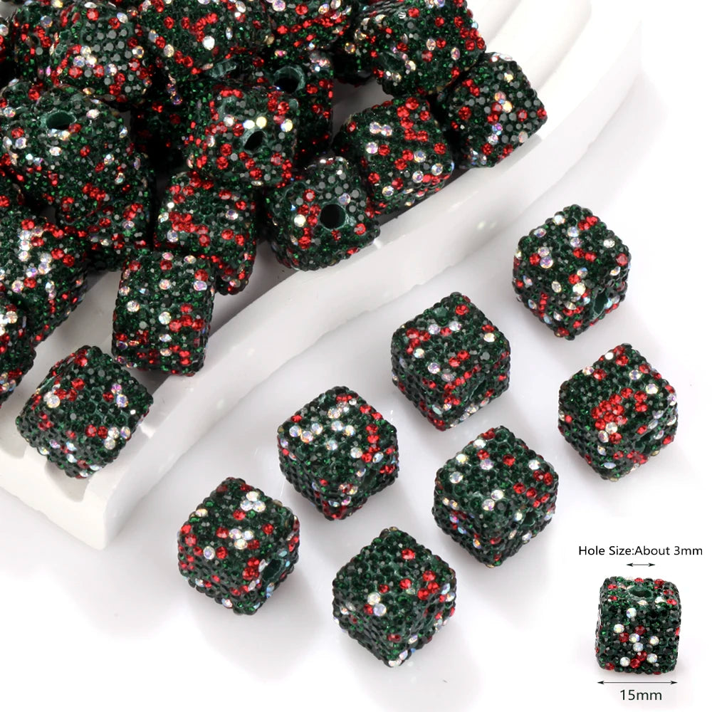 50Pcs/lot 16mm Colorful Disco Ball Christmas Cube Beads For Jewelry Making Findings DIY Bracelet Necklace Earring Accessories