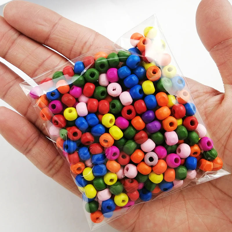 6~500pcs Multicolor Spacer Wood Beads 4/6/8mm Round Wooden Beads for Jewelry Making Baby Rattle Pacifier Beading Findings