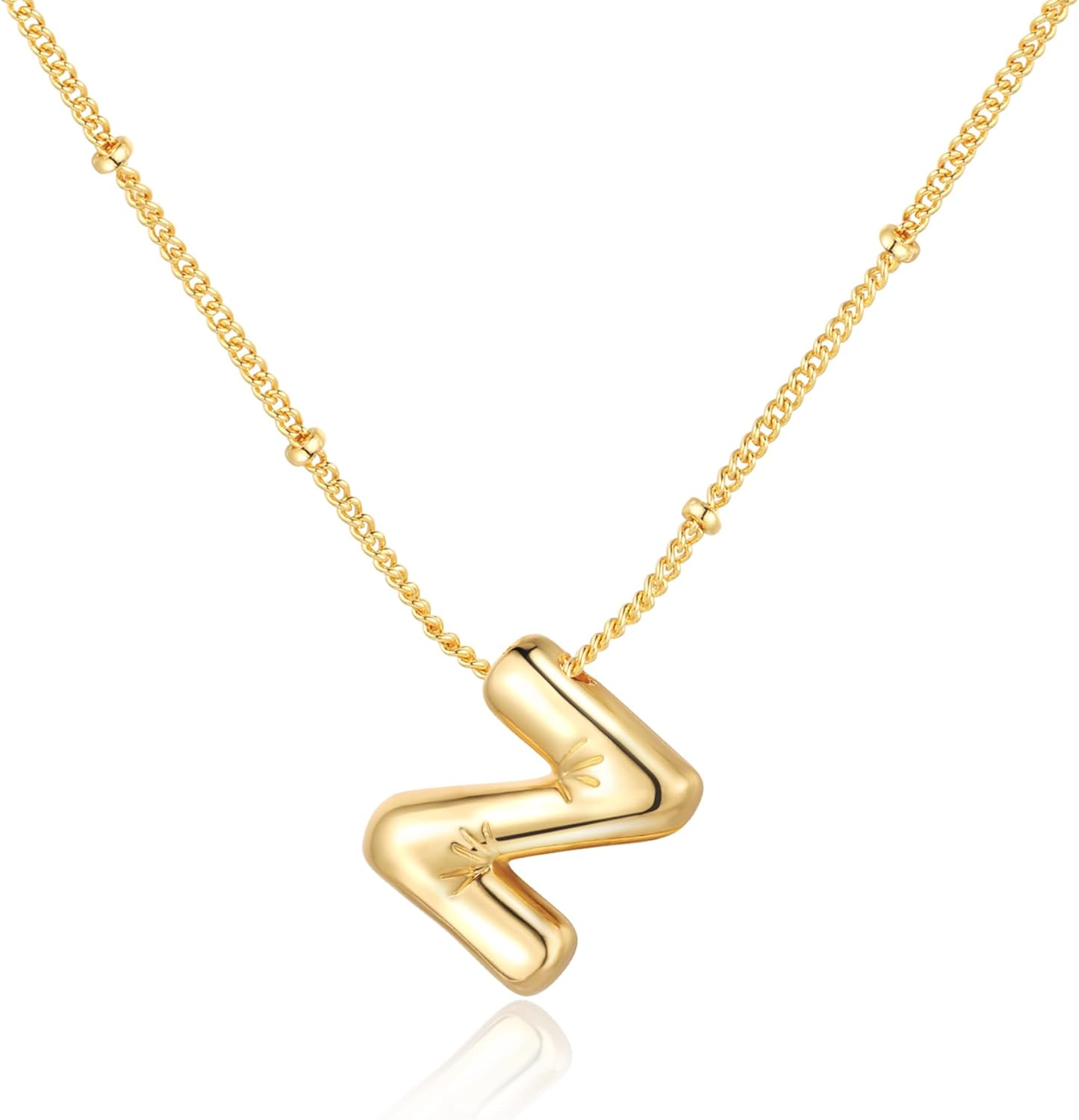 Bubble Letter Necklace Balloon Initial Necklaces for Women Dainty Alphabet Pendant 14K Gold Plated Puffy Name Personalized Jewelry