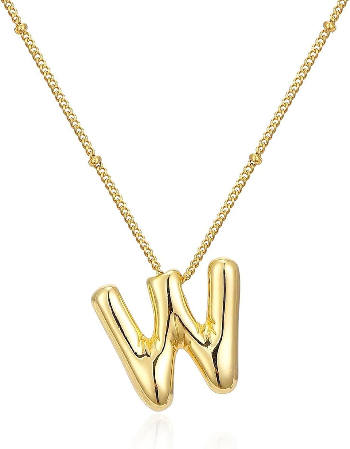 Bubble Letter Necklace Gold for Women,14K Gold Plated Bubble initial Necklace Layered Gold Initial Necklaces for Women Trendy Dainty Chunky Charm Name Necklace Gold Jewelry Set Gifts for her