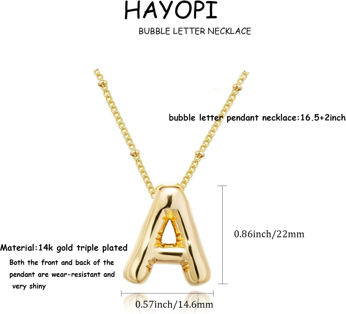 Bubble Letter Necklace Gold for Women,14K Gold Plated Bubble initial Necklace Layered Gold Initial Necklaces for Women Trendy Dainty Chunky Charm Name Necklace Gold Jewelry Set Gifts for her