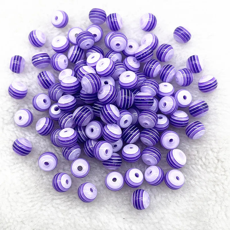 6mm 8mm Round Transparency Resin Beads Stripe Spacer Beads for Jewelry Making Children Handcraft Department DIY  Accessories