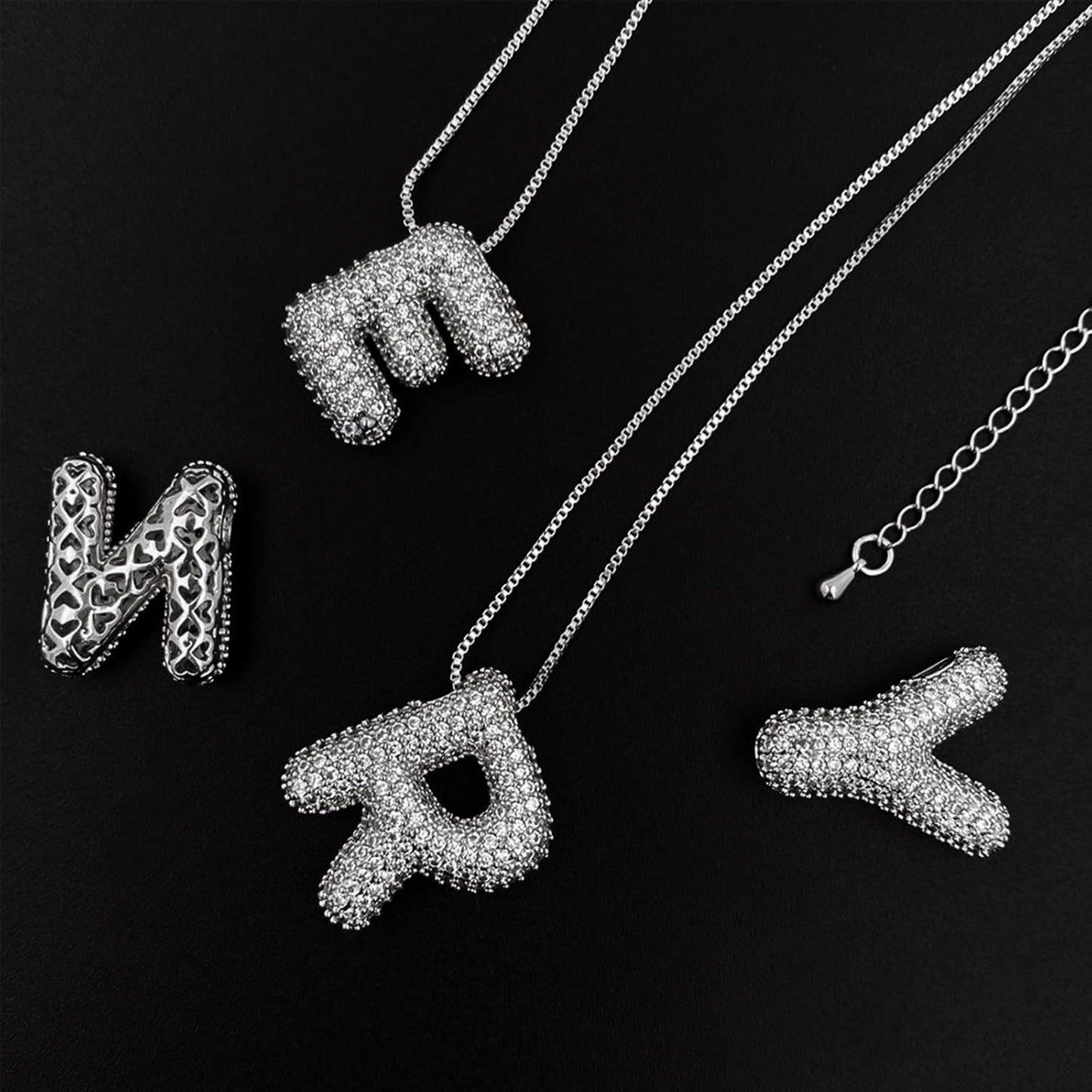 Bubble Letter Necklace Balloon Initial Necklaces for Women Dainty Alphabet Pendant 14K Gold Plated Puffy Name Personalized Jewelry