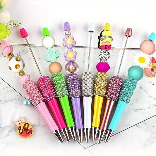 11pcs Handmade Resin Ballpoint Pens with Colorful & Bead Designs - Black Ink Writing Pens, Decorative Office Supplies for School, Art, Gift Ideas