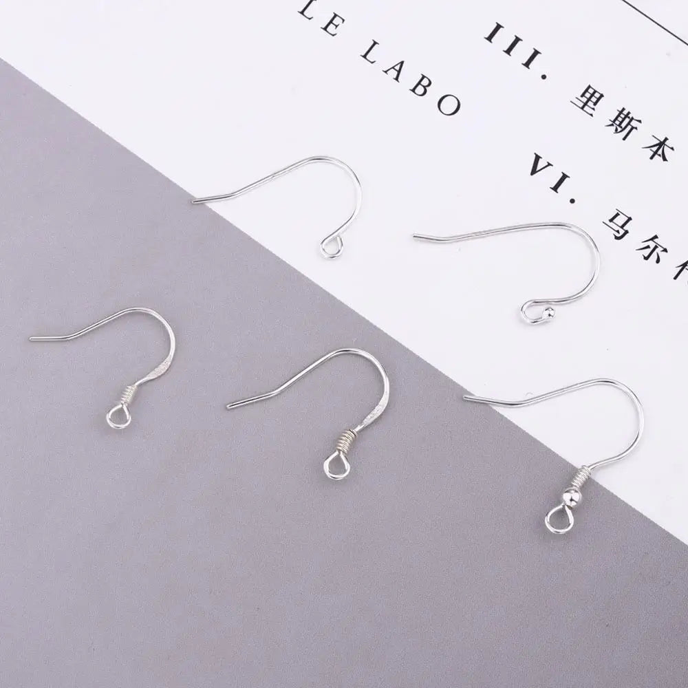 925 Sterling Silver 6Pcs 10-19mm Earring Findings Ear Clasps Hooks Fitting DIY Jewelry Making Accessories Hook Ear wire Supplies