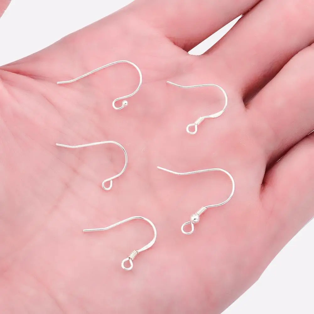 925 Sterling Silver 6Pcs 10-19mm Earring Findings Ear Clasps Hooks Fitting DIY Jewelry Making Accessories Hook Ear wire Supplies