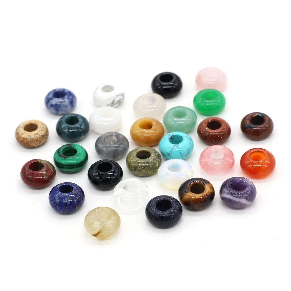 Beads Natural Agates Abacus Shape Big Hole Natural Semi-precious Stone Beads Size 7x14mm for Making Jewelry Necklace Hole 6mm