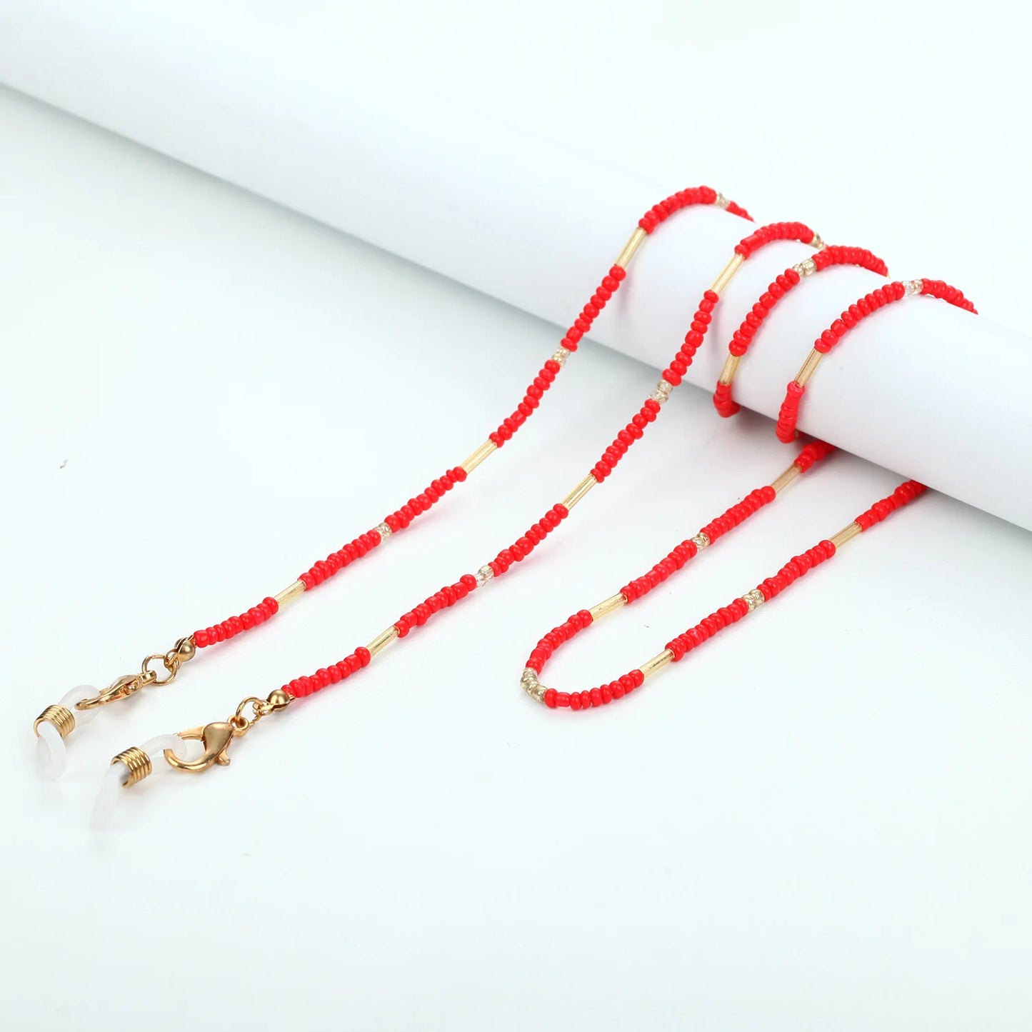 Colorful Rice Beaded Glasses Chains Women Face-Mask Strap Acrylic Sunglasses Lanyard  Holder Cord For Handmade Eyeglass Necklace