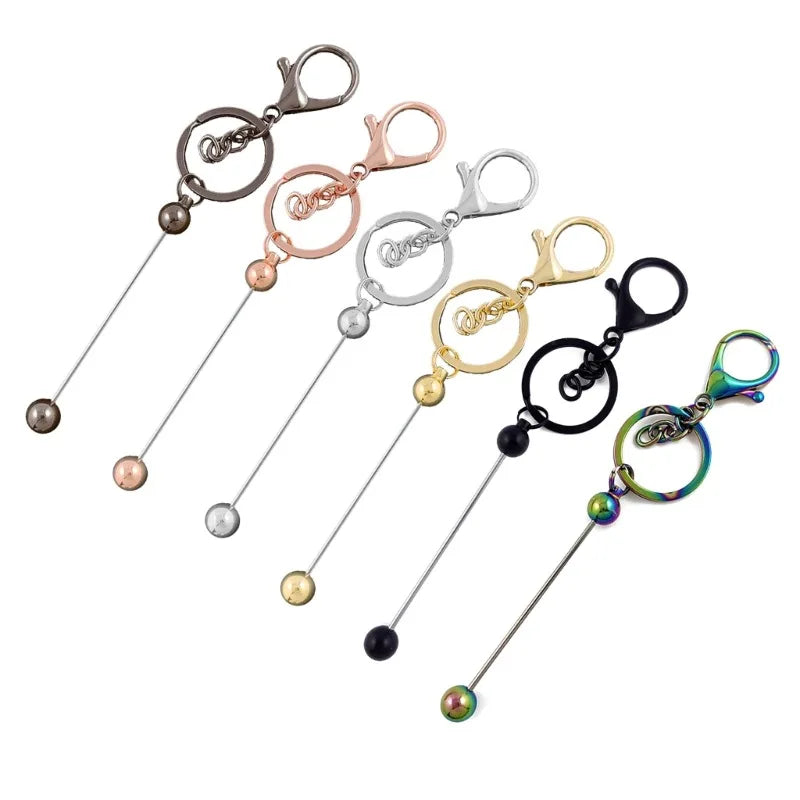 DIY Beaded Key Chain Beadable Handmade Keychains Bars Crafting Blanks Pendant Purse Charm Badge Reel Jewelry Accessories