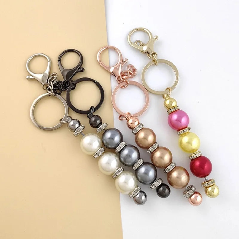 DIY Beaded Key Chain Beadable Handmade Keychains Bars Crafting Blanks Pendant Purse Charm Badge Reel Jewelry Accessories
