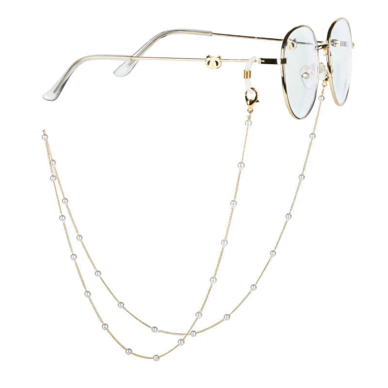 Fashion 6 Piece Set Women Glasses Chains Holder Cord Metal Acrylic Eyeglass Chain Anti-Drop Face-Mask Strap Sunglasses Lanyard
