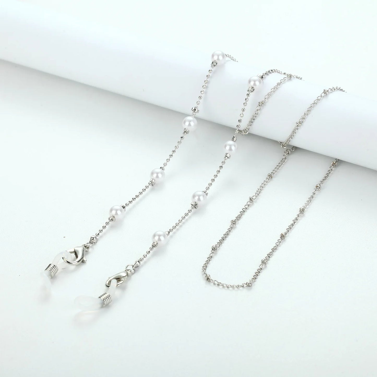 Fashion Metal Pearl Glasses Chain Silver Color Pentagram Round Piece Sunglass Holder Rope Non-Slip Eyeglasses Lanyard Cord Strap
