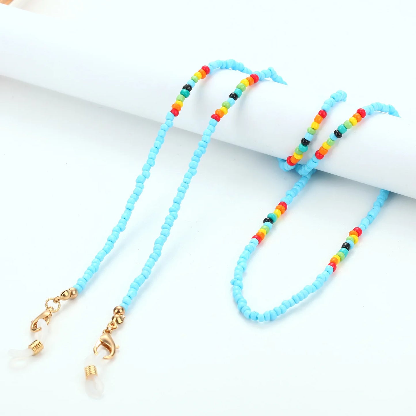 Fashion Rice Beads Glasses Chain Necklace Colorful Acrylic Eyewear Lanyard Reading Anti-Slip Sunglass Holder Cord Women Jewelry