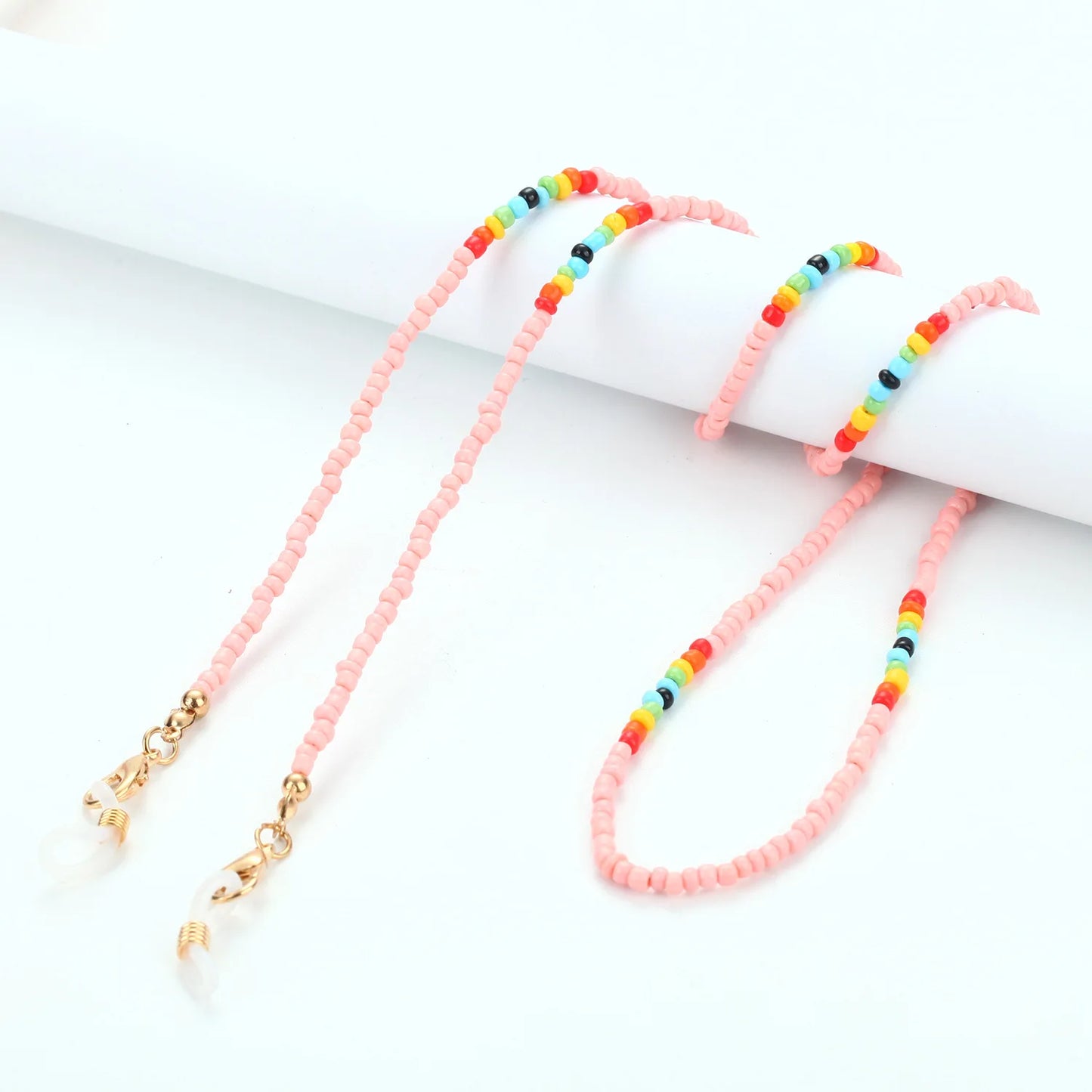 Fashion Rice Beads Glasses Chain Necklace Colorful Acrylic Eyewear Lanyard Reading Anti-Slip Sunglass Holder Cord Women Jewelry